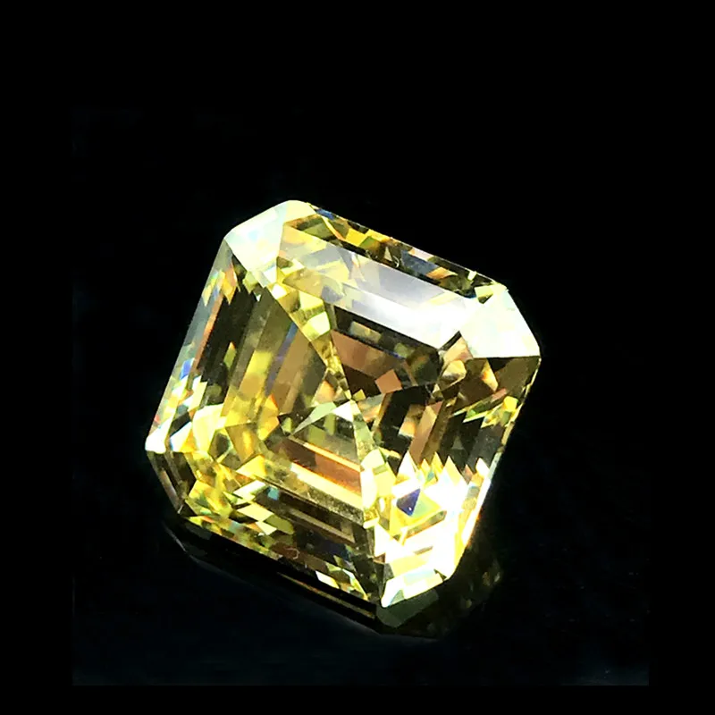 Móda rarita, štvorcový tvar krok rez svetlo žltá cubic zirconia korálky ozdobný živý žlté kamene pre šperky, takže CZ urob si sám
