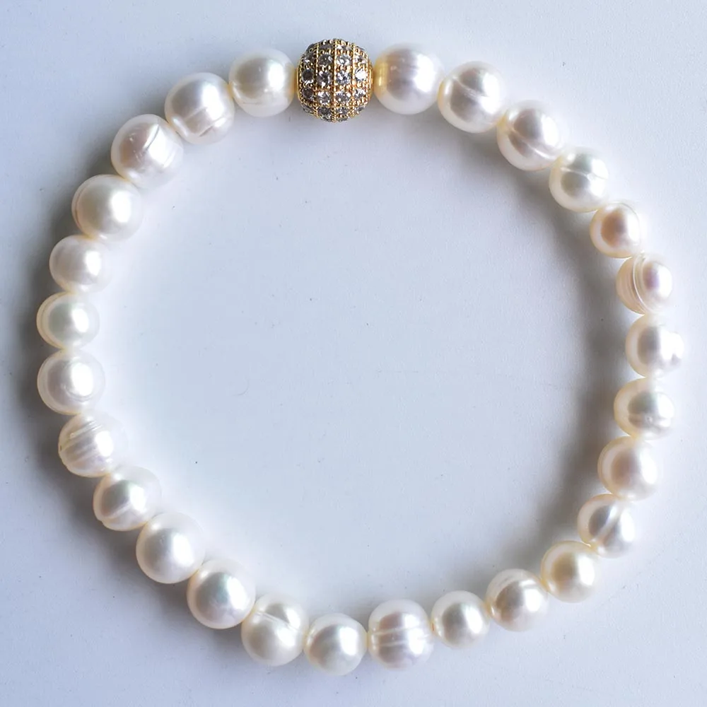 Móda Reálne Prírodné sladkovodné Perly v Blízkosti Kolo čaro korálky náramok pre ženy, mužov, šperky doprava zadarmo