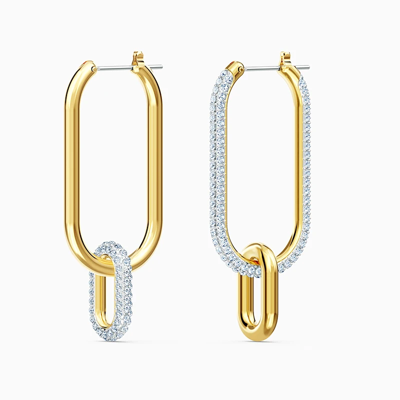 Móda SWA Novej Éry Prebodol Elegantné Náušnice Dve Pracky Dekorácie Zlaté Pracky Prívesok Dámy Populárne High-End Luxusné Šperky