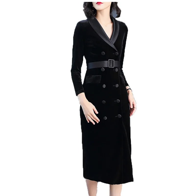 Módne oblečenie žien jeseň nové zimné M-2XL plus veľkosť červená čierna európe a amerike dlhý rukáv V krku slim šaty feminina JD458