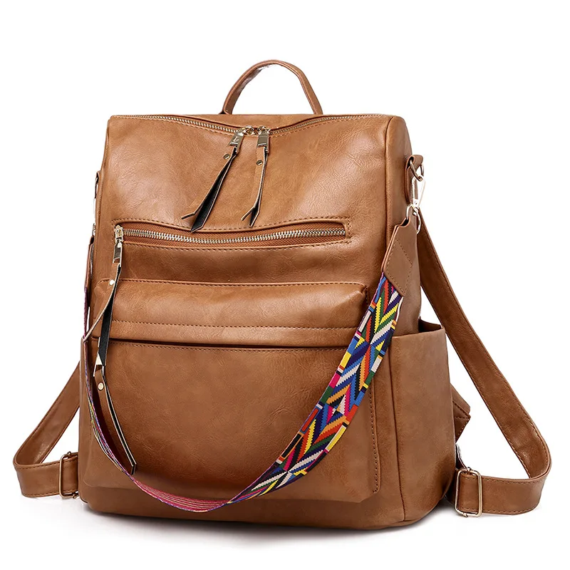 Módne retro PU kožené dámske Batoh, dievča farbou Boston tašky cez Rameno Travel bag školskej taške dámsky batoh