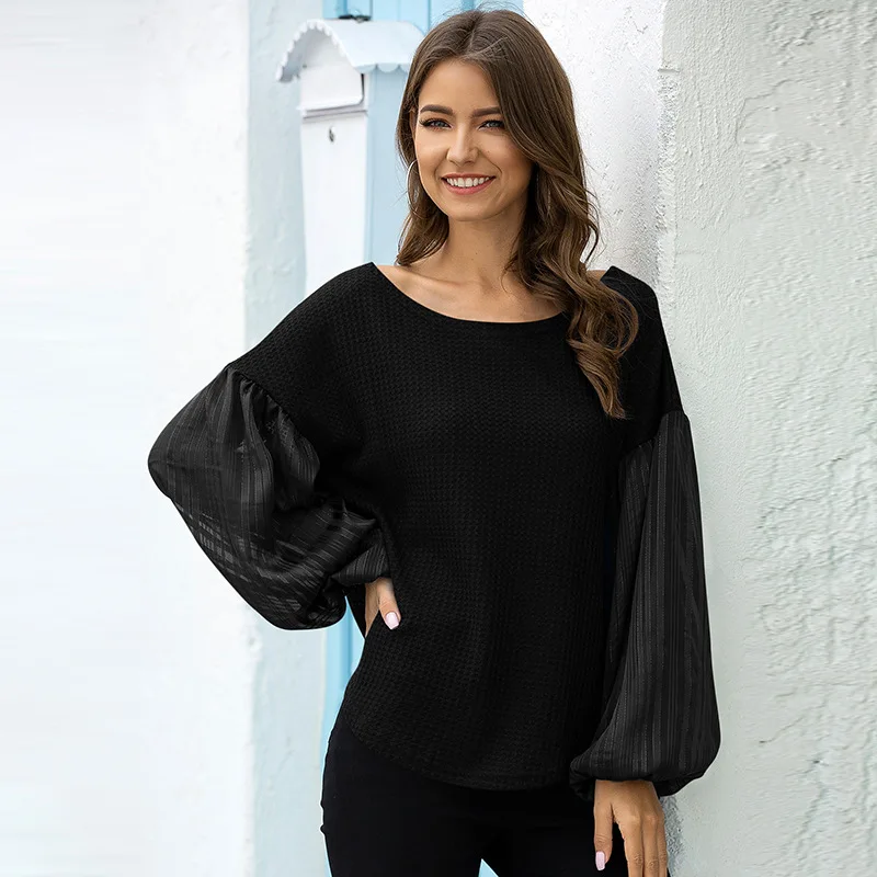 Na Jar Roku 2020 Nový Bežné Ženy Biela T-Shirts O-Krk Dlhý Rukáv Topy Streetwear Módy Ženy Voľné Košele Dámske Čierne Tričká