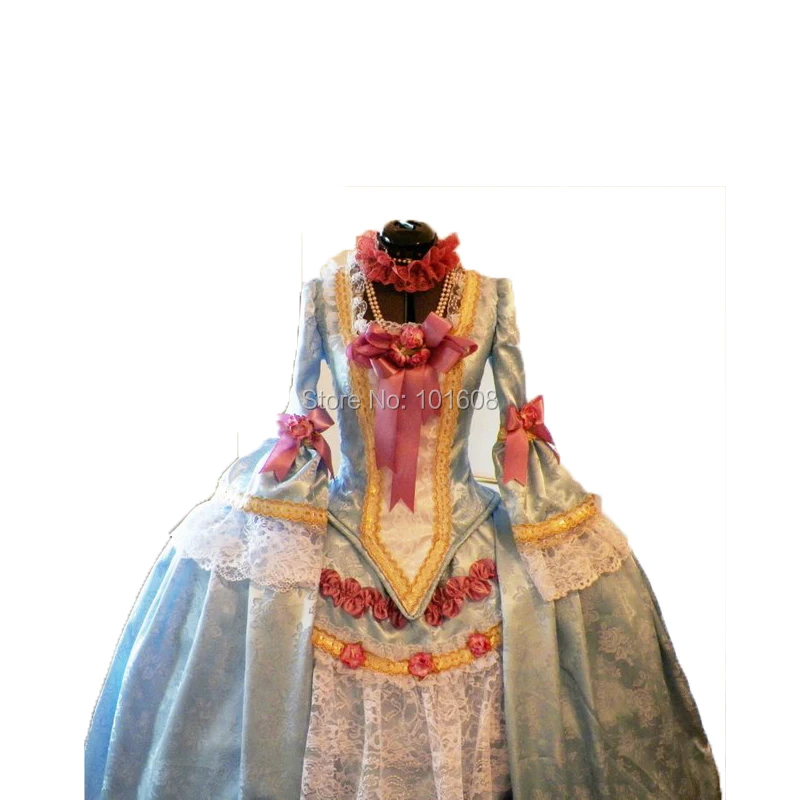 Na mieru!Modrá francúzska Vojvodkyňa Občianskej vojny Divadlo Southern Belle ŠATY Viktoriánskej Koloniálnej stredoveké Renesančné šaty HL-280