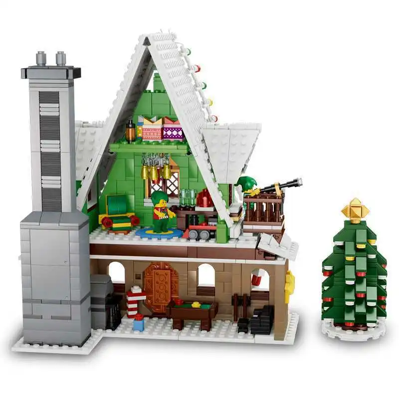 NA SKLADE Zimné obce Elf Club House Tvorivé Vianočné Stavebné kamene Vianočné saniach sobov Deti Hračka Darček