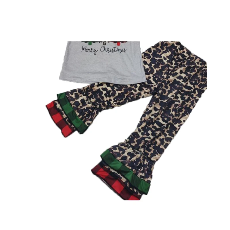 Najpredávanejšie Vianočný Stromček Tlač Oblečenie Dievčat Leopard Bell Nohavice Nastaviť Vysokej Kvality Deti Zimné Oblečenie Set sa