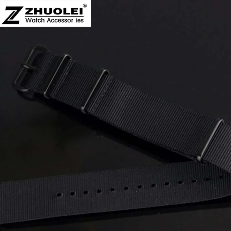 NATOBlack Nylon Textílie Watchbands s Nerezovej Ocele, PVD black krúžky Tleskne Odolné 18 mm 19 mm 20 mm 21 mm 23 mm 22 mm 24 mm