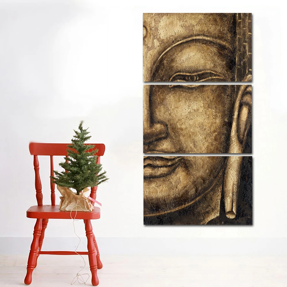 NEZIŠTNE 3 Kusov Zlatého Budhu Plátno Umenie Moderné Obrazy Na Steny v Obývacej Izbe Modulárny Obrázok Dekorácie Vytlačiť Plátno