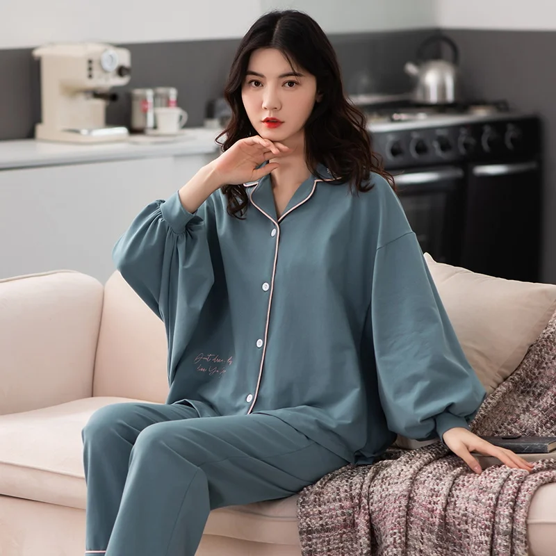 Nové 2021 Jar WAVMIT Ženy Pyžamá Plný Bavlny Dlhé Top Žena NightSuit Plus Veľkosť Sleepwear pre Ženy, Voľný čas, oblečenie pre voľný čas Pajama