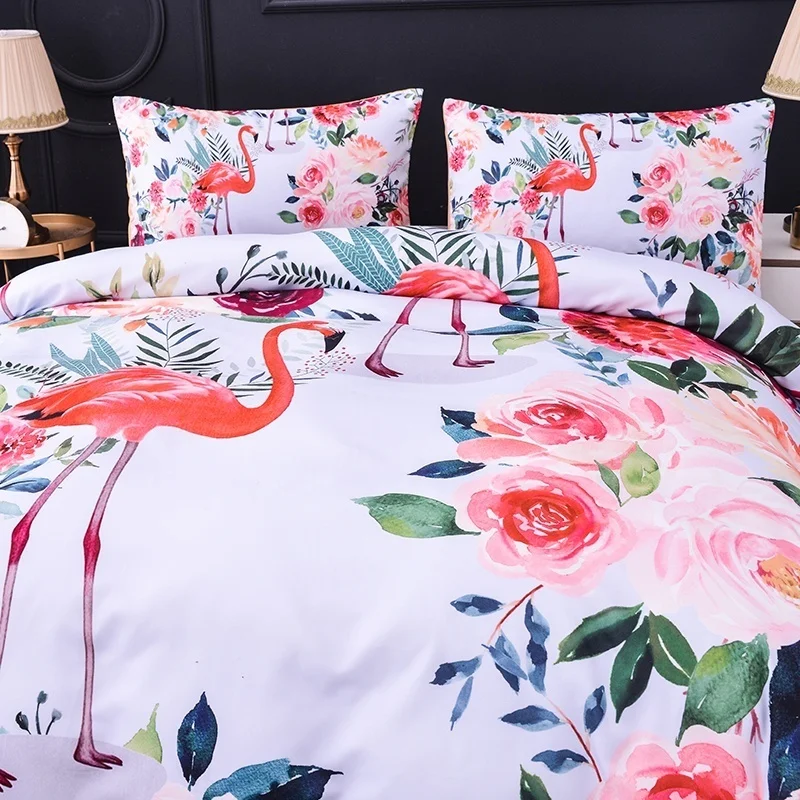 Nové a Teplej Štýl Tlače Flamingo Bavlna 2/3ks posteľná bielizeň Nastaviť Posteľ V vrecúšku Veľkosť Jedného Twin Dvojitej Plnej Kráľovná Kráľ