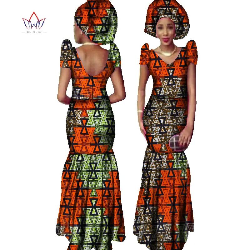 Nové Africkej Tlače Morská víla Šaty pre Ženy Dashiki Plus Veľkosť Afriky Oblečenie Bazin Šaty Tradičné Oblečenie WY122