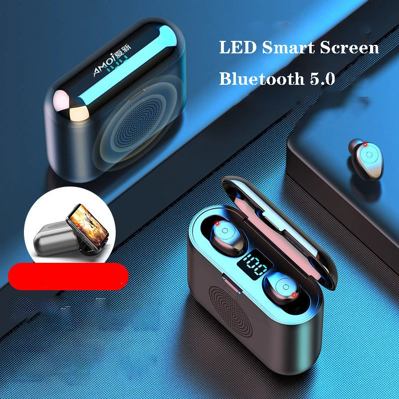 Nové F9 TWS Bluetooth 5.0 Slúchadlá 2020 Stereo Slúchadlá Slúchadlá 2000mAh Plnenie Box Bezdrôtové Slúchadlá S Mikrofónom