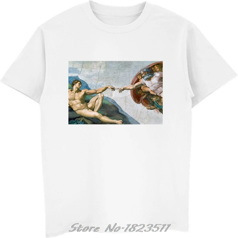 Nové Michelangelo Cappella Sistino T Shirt Mužov Harajuku Ulzzang Tumblr T-shirt Módne Retro Tričko Muža Bežné Tees Topy