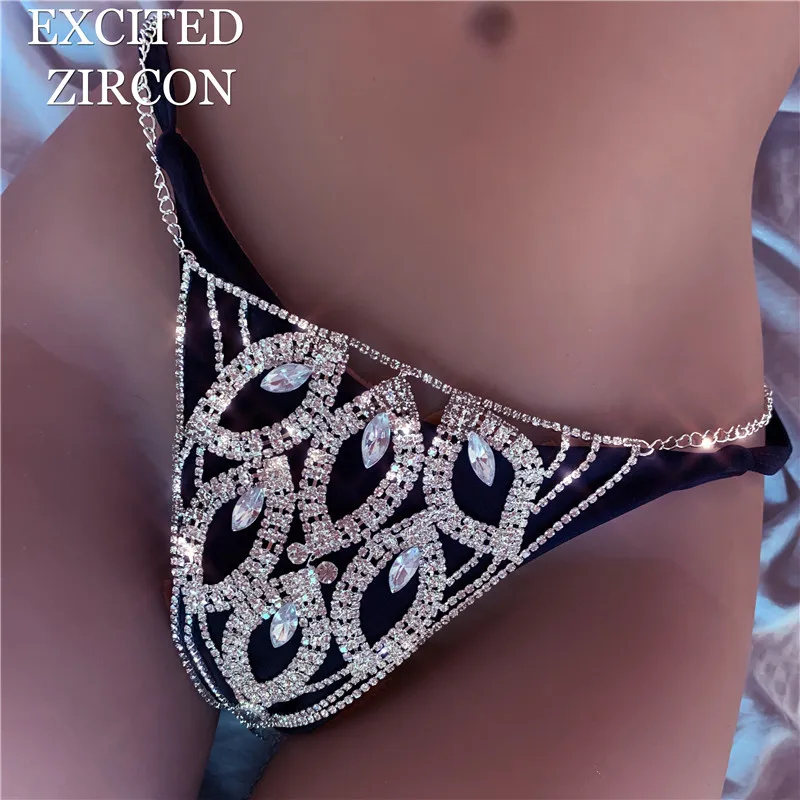 Nové módne luxusné sexy jemné dámske bikini bielizeň, nohavičky telo reťaz sada zirkón crystal leaf podprsenka remeň Valentína