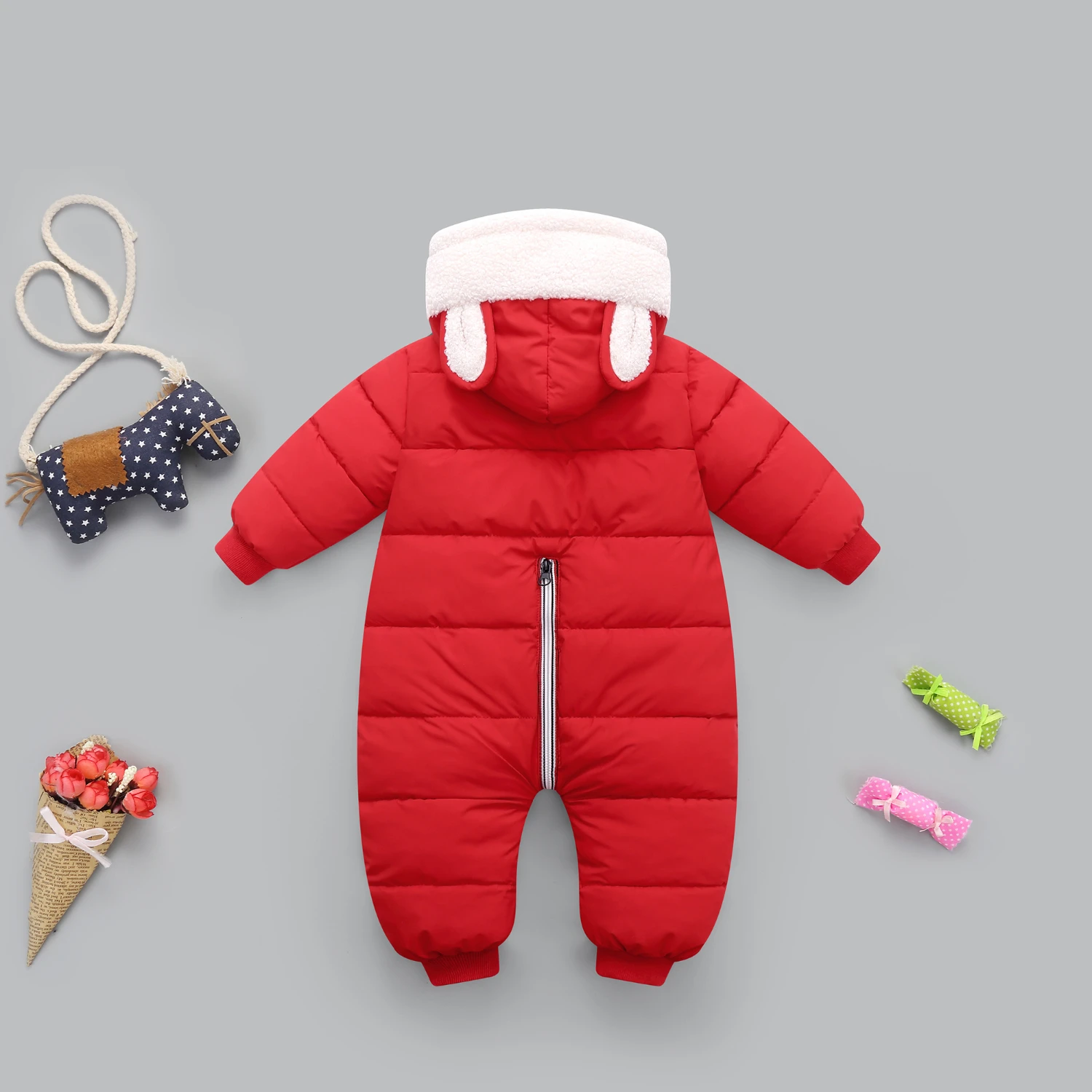 Nové narodené Dieťa dievča, Zimný kabát s Kapucňou, plášť Remienky Hrubé Teplé Jumpsuit Trakmi Snowsuit Deti Chlapec Oblečenie, oblečenie pre deti