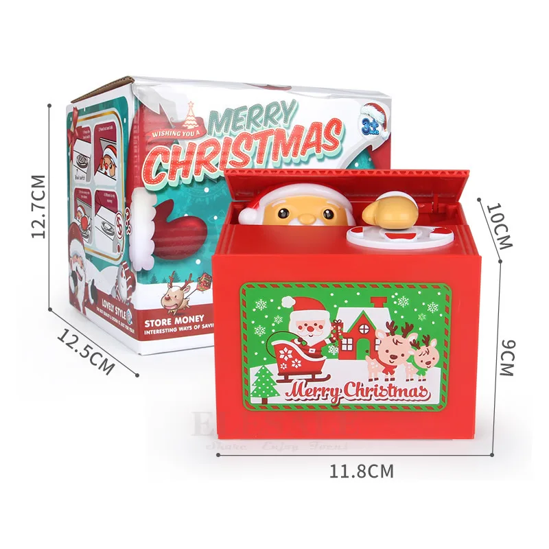 Nové Roztomilé Vianoce, Santa Claus Elektronické Prasiatko Auto Mince Ukladanie Box S Hudbou Peniaze Sejf Na Vianočný Darček