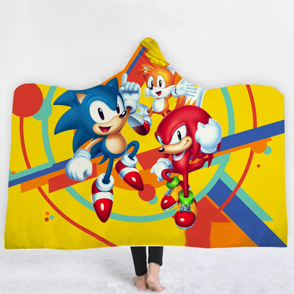 Nové Sonic the Hedgehog Deka Plášť Cosplay Dospelých Detí Hrubé Hooded Flannel Deka Cosplay Kostým Hoodie