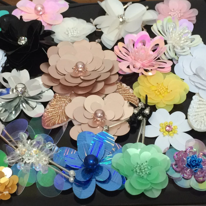 Nový manuál na nechty, perličiek patch oblečenie taška spp topánky kvet nášivka patch DIY doplnky, dekoratívne nálepky sequined kvet patch