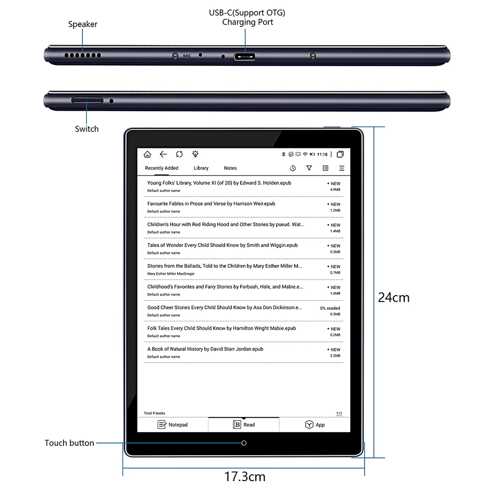 Nový Model Ink Displej Tabletu P101 10.1 Palcový Tablet Android 9.0 EBook Reader Predné Svetlo Dual Touch USB OTG E-Reader Nahrávanie