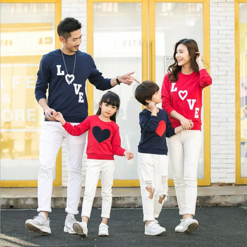 Nový príchod 2020 Rodina rodina zodpovedajúce oblečenie Mama/Otec/Dieťa Lásky Long-Sleeve Bavlnené tričká na jar/jeseň Rodiny Oblečenie