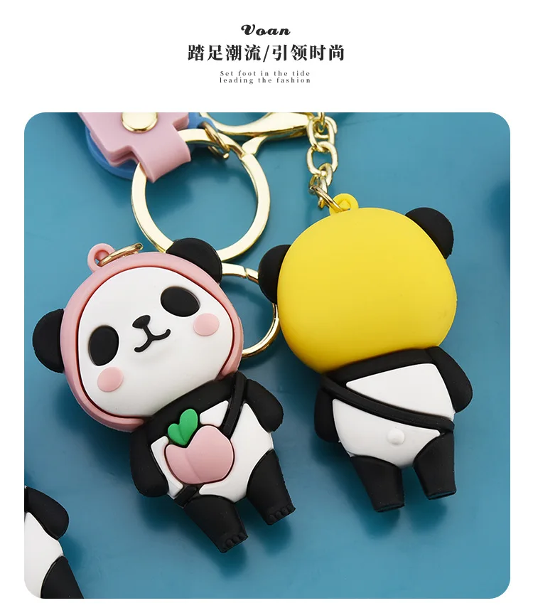 Nový Roztomilý Zvierat Panda Keychain Ženy Muži PVC Lano ozdobná šnúrka na uniforme Krásne Visí Taška Charms Auto Krúžok Držiak Strany Šperky Darček