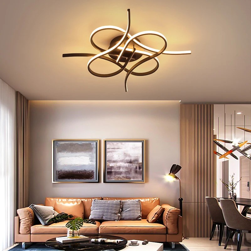 Nový Záznam Moderné led Stropný Luster pre obývacej izby, spálne, študovňa obchod Stmievateľné Domov Luster Osvetlenie Black/Gold