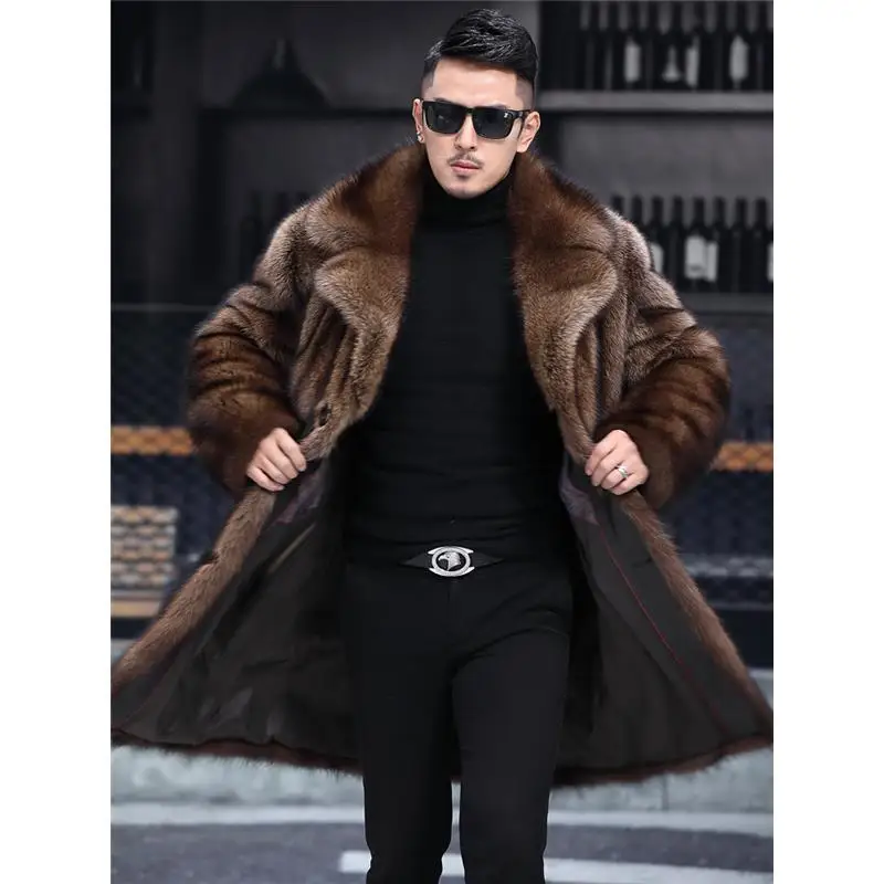 Nový štýl noriek kožušinový kabát strednodobom a dlhodobom sociálne chlapec veľká veľkosť pribrala mužov kožušiny v zime