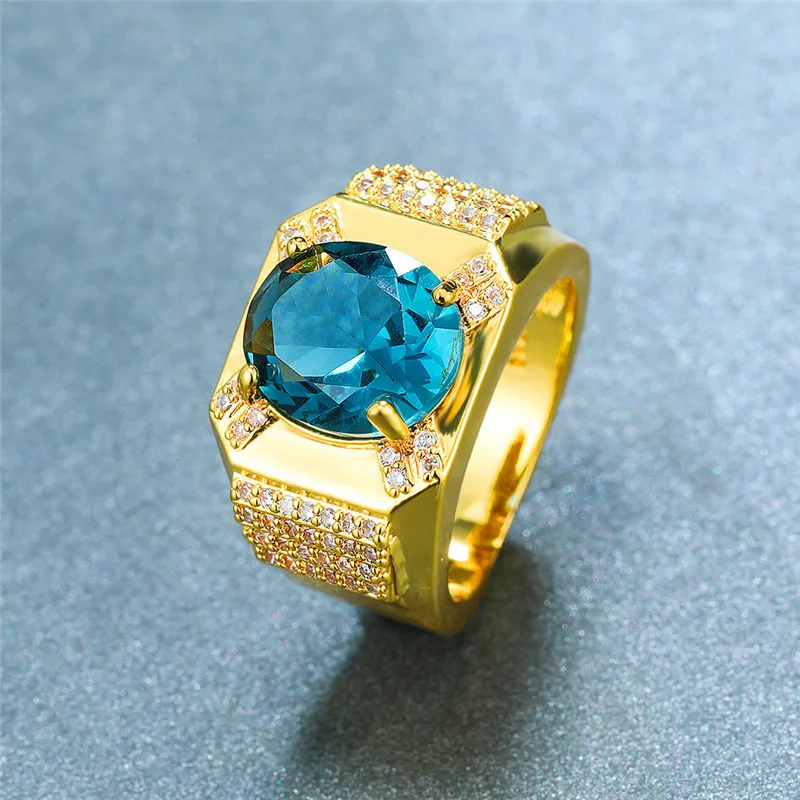 Nádherná Žena Muž Crystal Green Kamenný Kruh Luxusné Žlté Zlato 18KT Snubné Prstene, Veľké Oválne Zásnubné Prstene Pre Mužov, Ženy