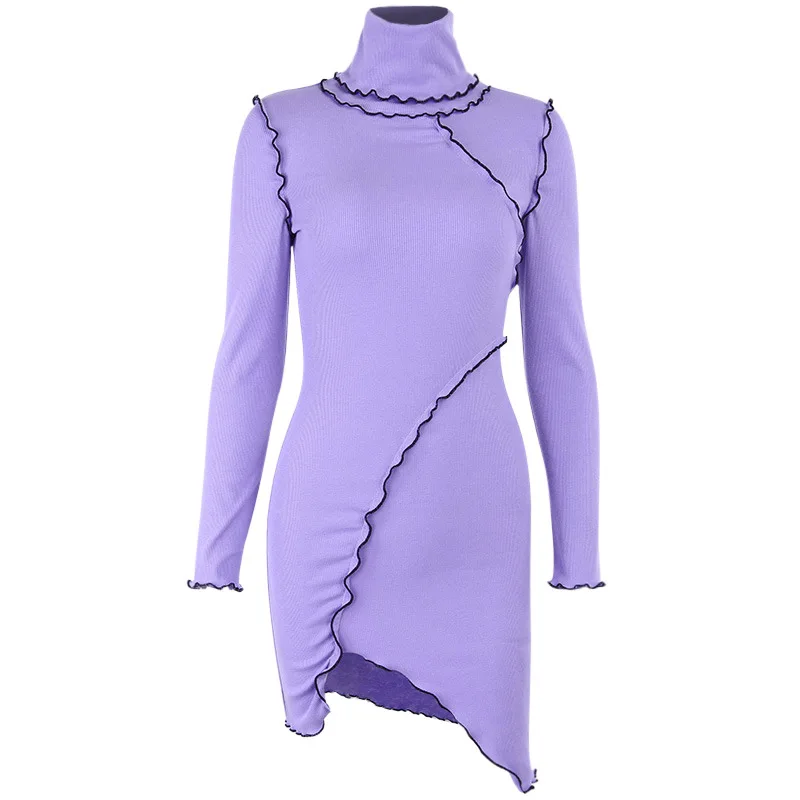 Oblečenie OWLPRINCESS 2019 nové farbou dlhý rukáv vysoká krku asymetrické šaty
