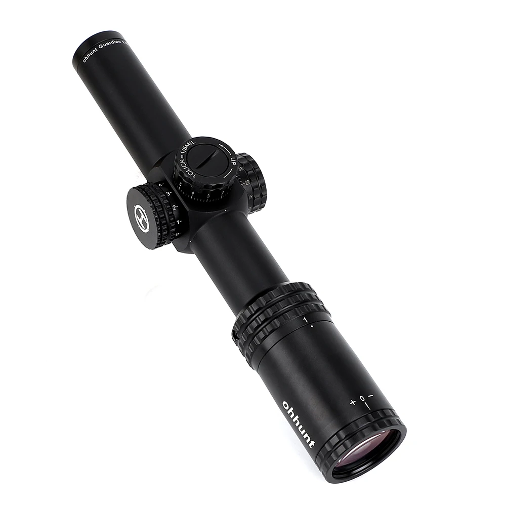 Ohhunt Guardian 1-6x24 IČ Kompaktný Rozsah Optické Mieridlá Sklo Reticle Červené Osvetlenie s Vežičky Reset Taktické Strieľať Riflescope