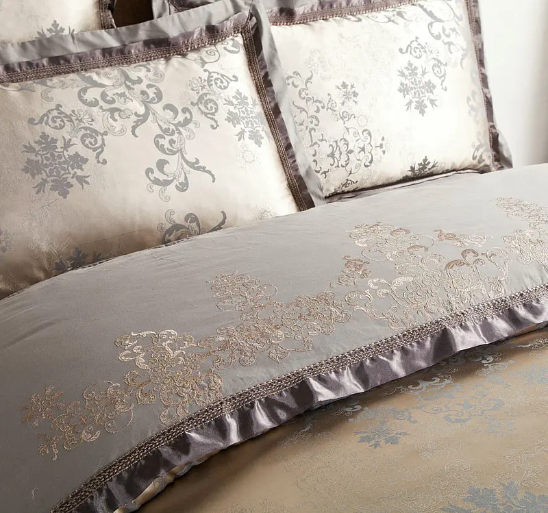 Orientálna Výšivky Žakárové Luxusná posteľná bielizeň nastaviť Kráľ, Kráľovná veľkosť 4/6Pcs Hodváb, Bavlna Satén Posteľ nastaviť Perinu Bedsheet 43