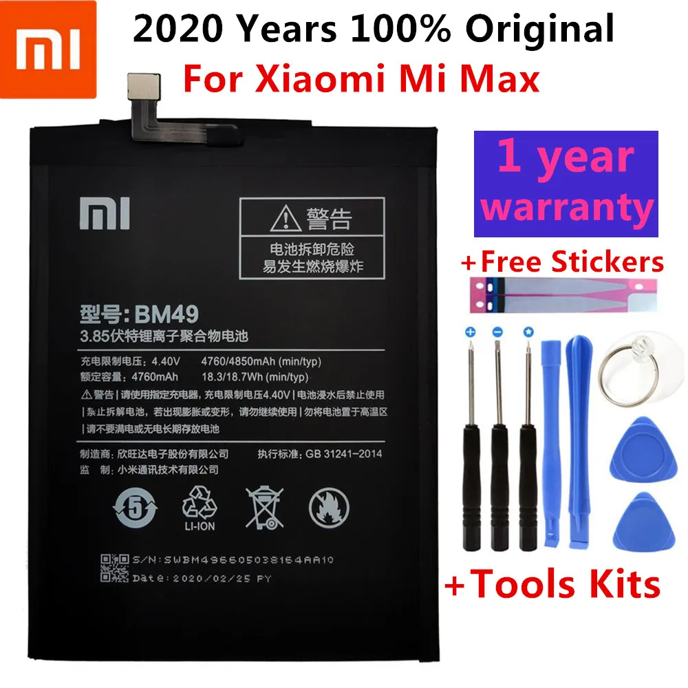 Originálne Náhradné Batérie Pre BM51 Xiao Mi Max 3 Max3 / BM50 Mi Max 2 Max2 / BM49 Mi Max Originálne Batérie Telefónu +Nástroje