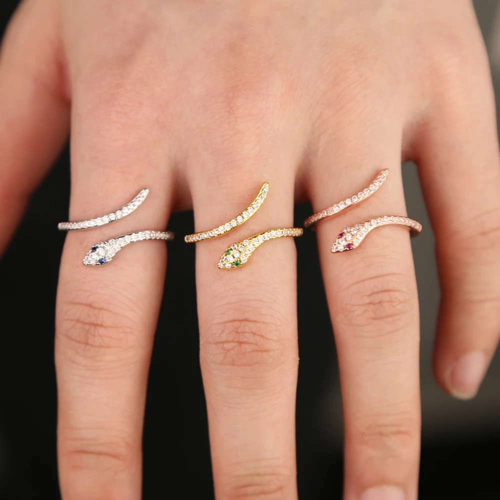 Otvorte upravené ženy prst prsteň striebornú farbu zlata ikry zlato AAA iskrenie cz veľkoobchod drop shipping európskej šperky krúžok
