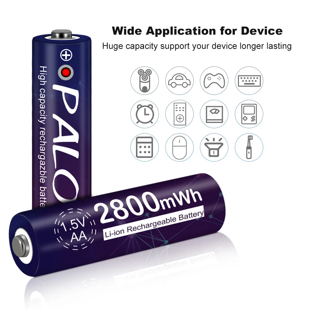 PALO 1-16pcs 2800mWh 1,5 V AA nabíjateľné lítiové batérie, konštantné napätie 1,5 V li-ion batéria pre kamery baterka hračky mp4