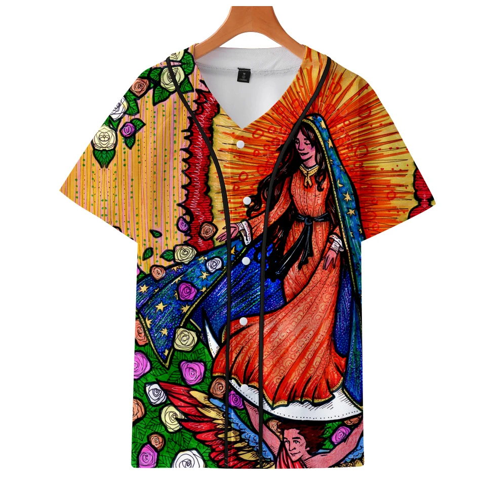 Panna Mária z Guadalupe 2018 3D Vytlačené Baseball T-shirts Ženy/Muži Krátky Rukáv Módny Štýl Tshirts Bežné Tee Košele Plus Veľkosť