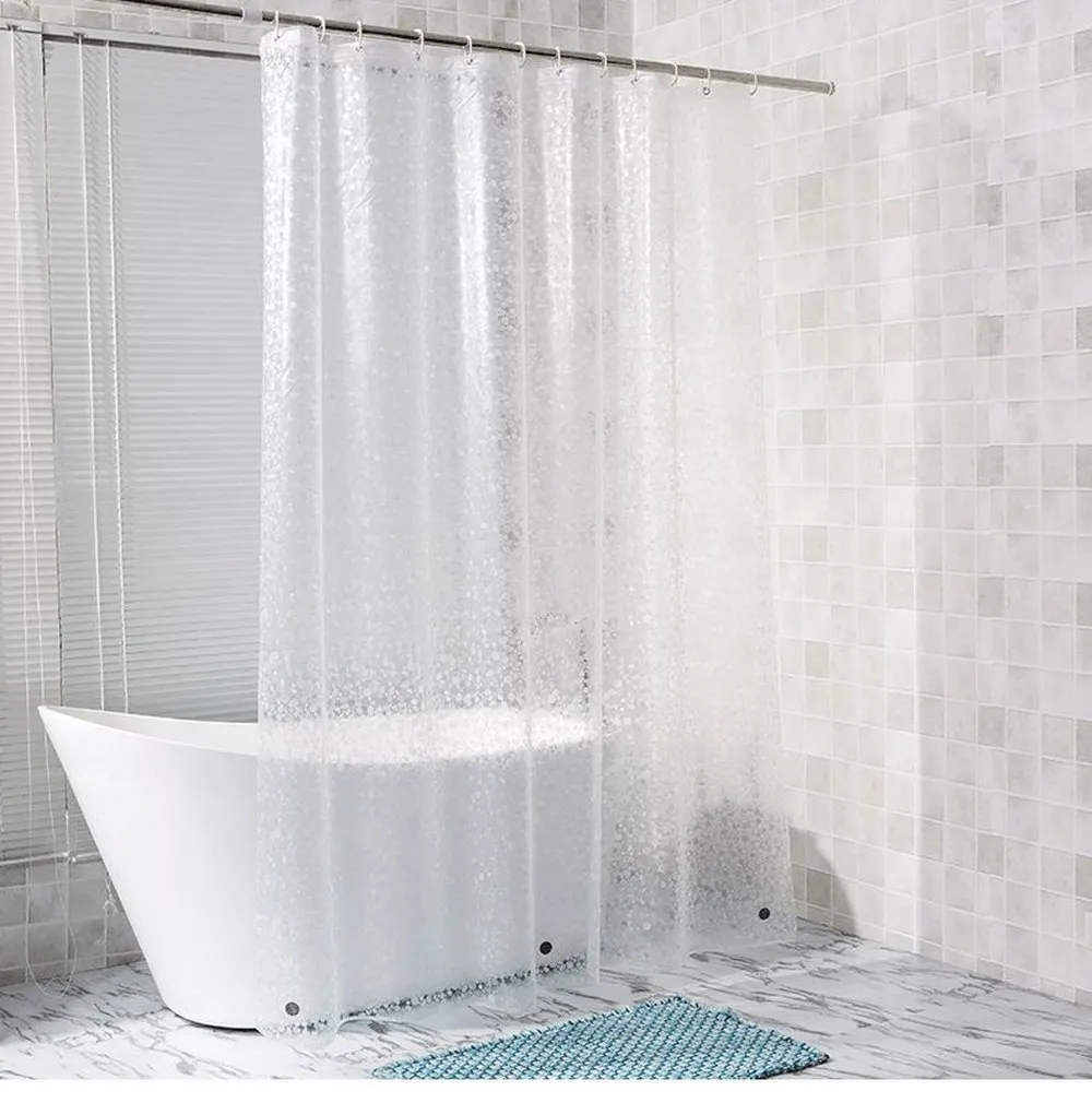 Plastové PEVA 3D Vodotesné Sprchový Záves Zahustiť Transparentná Biela Jasné, Kúpeľňa Opony Luxusný Kúpeľ Záves S 12Pcs Háčiky