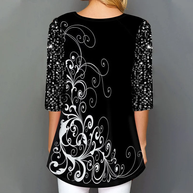 Plus Veľkosť 5XL Jar Ženy Tričko Kvetinový Digitálne Tlačené Žena T-shirt Topy 2020 Príležitostné Letné Kvetinové Módne Dámske tričká