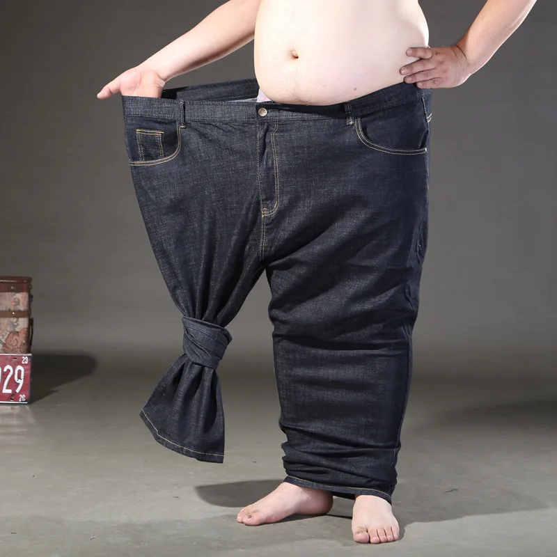 Plus veľkosť jeans mužov 9XL 10XL 11XL 12XL Nohavice nohavice nadrozmerná 70 džínsy Pružnosť rovno bavlnené nohavice big veľkosť jeans black 68