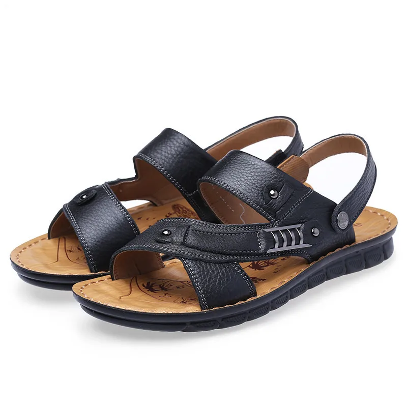 Plážové topánky pánske trend Vonkajšie bežné non-slip letné sandále kožené pánske sandále