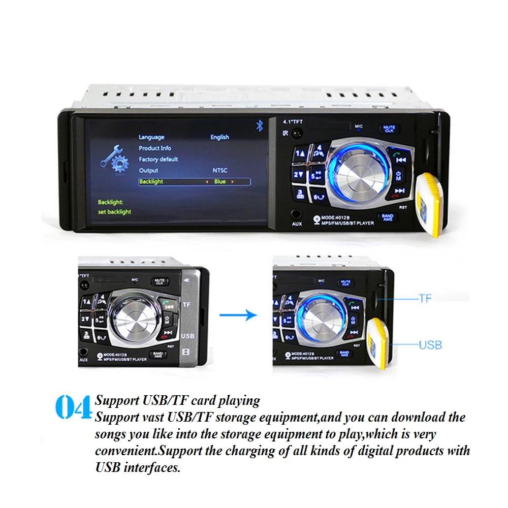 Podofo 1din autorádia 12V Bluetooth Stereo FM Rádio MP5 Prehrávač, Bluetooth Remote Control In-Dash 1 DIN Autoradio Podporu Kamery