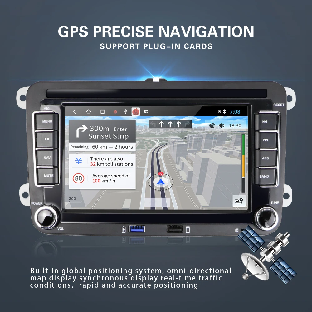 Podofo 2G+32 G Android 10.0 2 din Auto Multimediálny Prehrávač Rádio GPS Pre Volkswagen VW Passat B6 Touran GOLF5 POLO, Tiguan Jetta