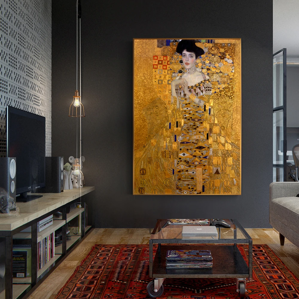 Portrét Adele Bloch Plátne, Obrazy na Stenu, Gustav Klimt Kiss Reprodukcií Obrazov na Plátne Tlačí na Obývacia Izba