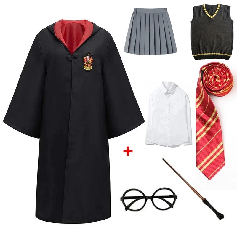 Potter Hermiona Cosplay Kostýmy Magic Oblečenie Pre Potter Plášť Plášť Cape Šaty, Košele, Sukne, Svetre Uviazať Šatku Prútik Príslušenstvo