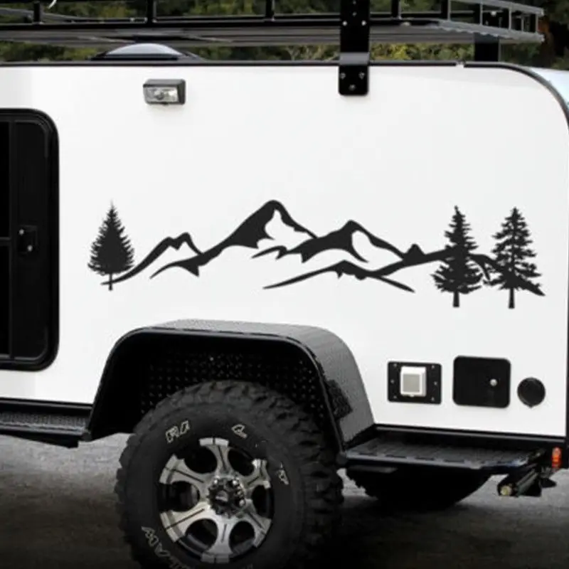 Pre SUV RV Camper Offroad 1pc 100 cm Čierny/Biely Strom Horských Auto Dekor PET Reflexné Lesa Auto Nálepky Odtlačkový Mayitr