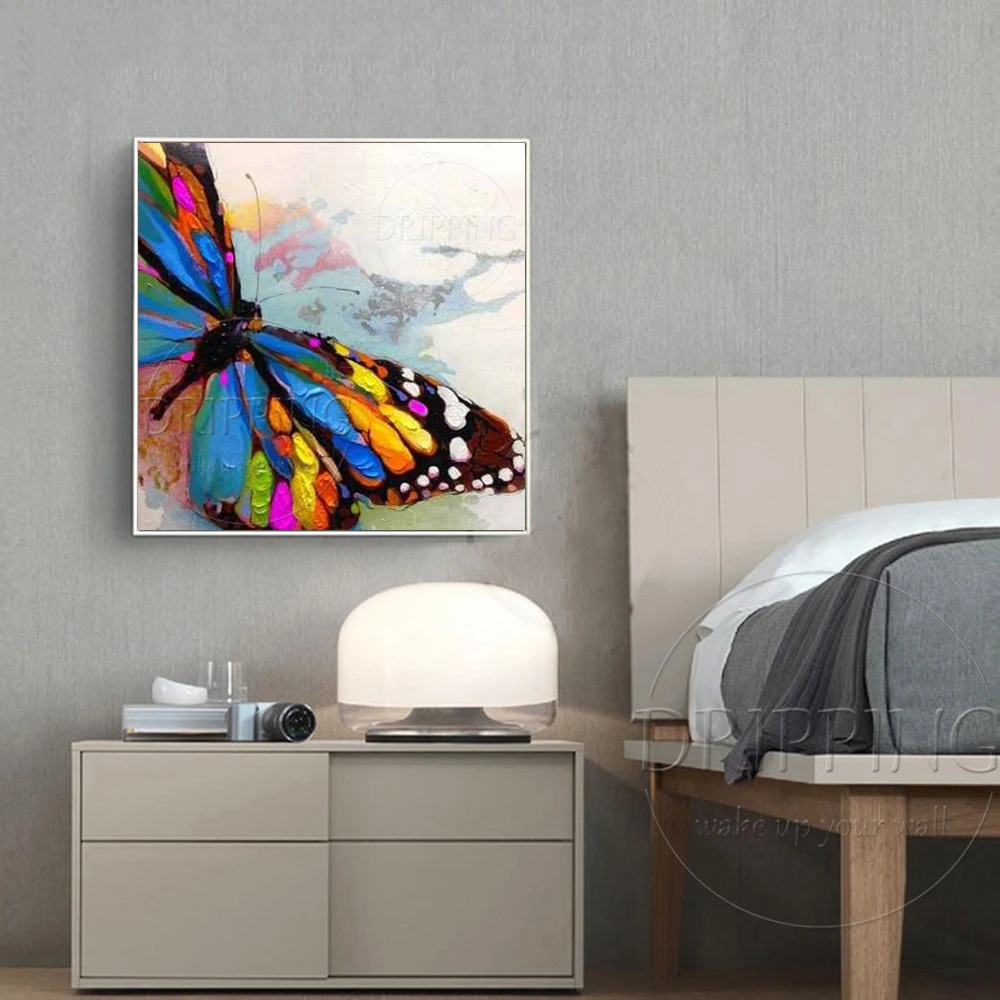 Profesionálne umelecké Diela Ručne maľované Vysoko Kvalitné Živočíšne Motýľ Maľby akrylom na Plátno Farebné Hmyzu Motýľ Maľovanie