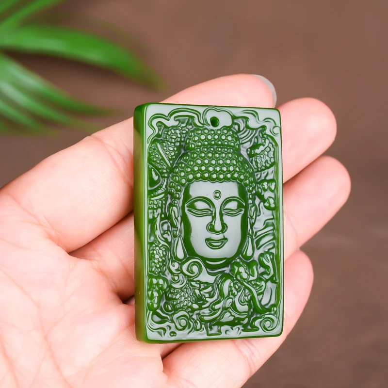 Prírodné Green Jade Dragon Buddha Prívesok Náhrdelník Čínsky Ručne Vyrezávané Kúzlo Smiať, Šperky, Módne Amulet pre Mužov, Ženy, Darčeky