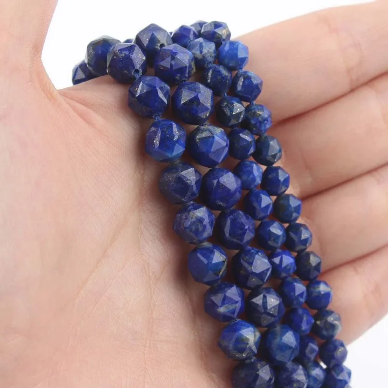 Prírodné Tvárou Lapis Lazuli Kameň Korálky Voľné Dištančné Korálky Pre Šperky DIY, Takže Náramok Charms Príslušenstvo 7.5