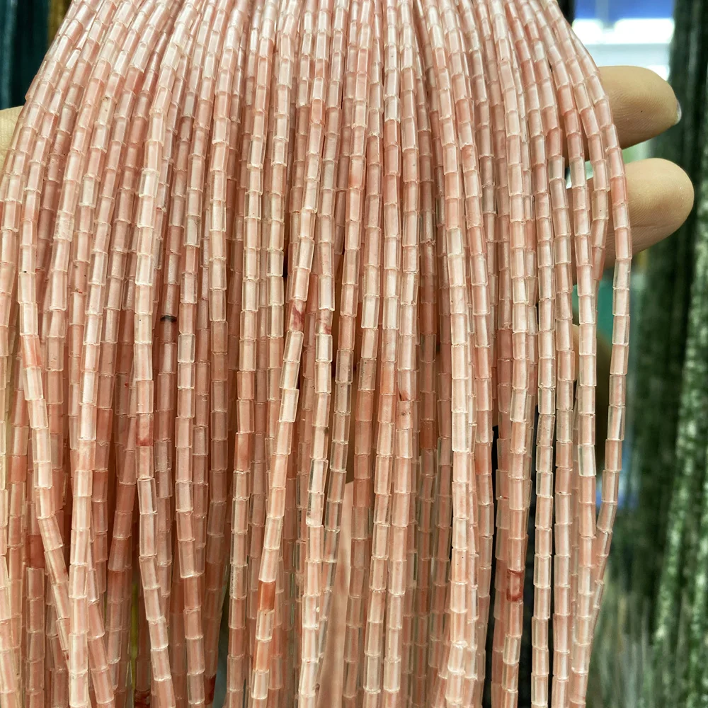 Prírodný Kameň Korálky Rose Quartzs Unakite Korálky Valcové Voľné Korálky na Výrobu DIY Náramok, Náhrdelník Šperky, Dĺžka 40 cm