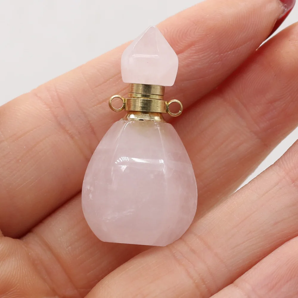 Prírodný Kameň Rose Quartzs Cat Eye je Parfum Fľašu Prívesky Crystal Agates Esenciálny Olej Difúzor zobrazili kľúčové tlačidlá pre DIY Šperky Robiť