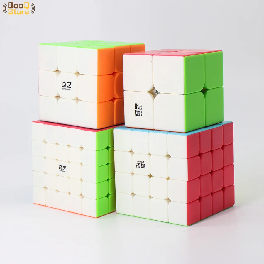Qiyi 2x2 3x3 4x4 5x5 Magic Cube QiyuanS QizhengS Rýchlosť Cube Puzzle WarriorW Qidi Black Stickerless 3ks 4pcs/Set Vzdelávacie Hračka