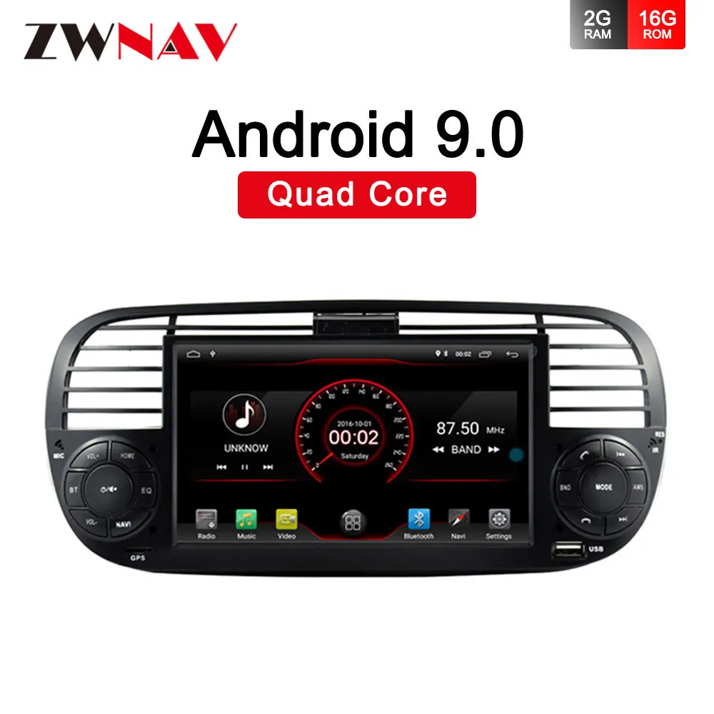 Quad core Android 9.0 AUTO DVD multimediálny PREHRÁVAČ, GPS Pre FIAT 500 2007-Wifi Audio rádio auto stereo audio do áut gps vedúci jednotky